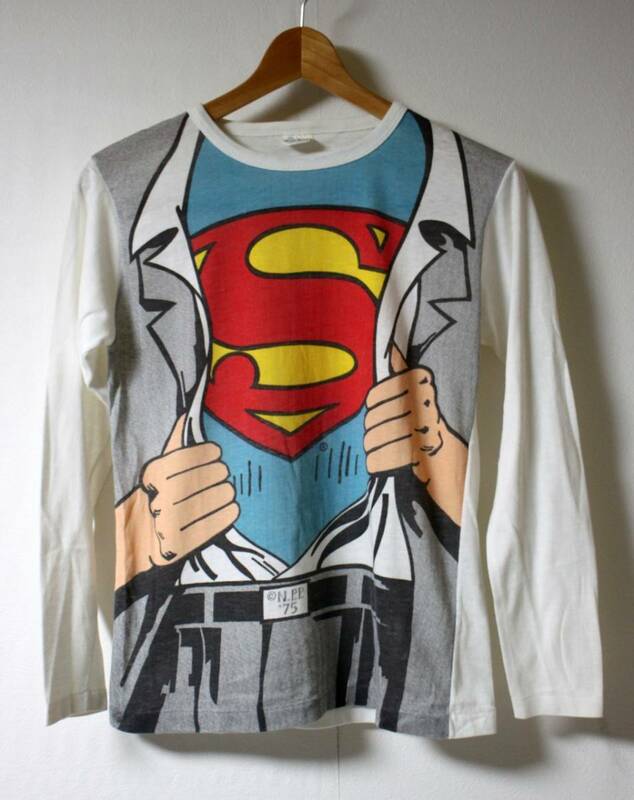 【70s ビンテージ】スーパーマン だまし絵 長袖Tシャツ 18 USA製 RobRoy