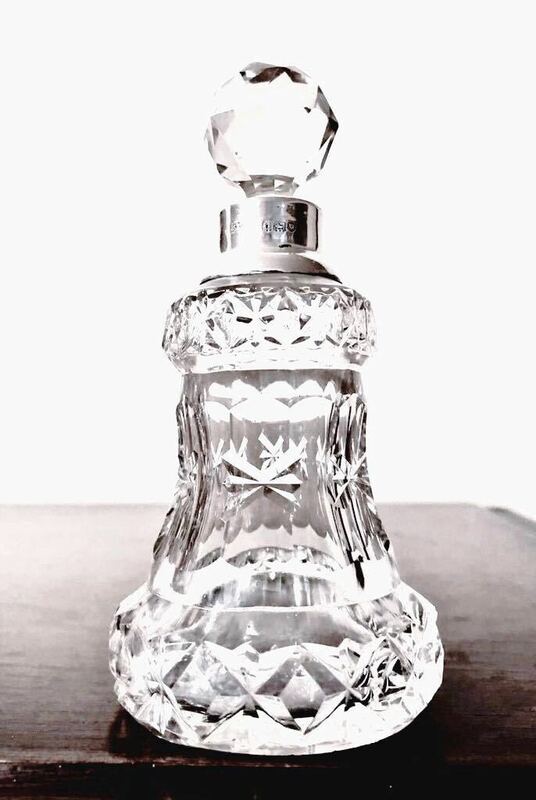 英国アンティーク 香水瓶 パフュームボトル シルバー ガラス ケース 純銀157.3g エドワード期 ロンドン1909年 TP社製/全刻印 英国雑貨 