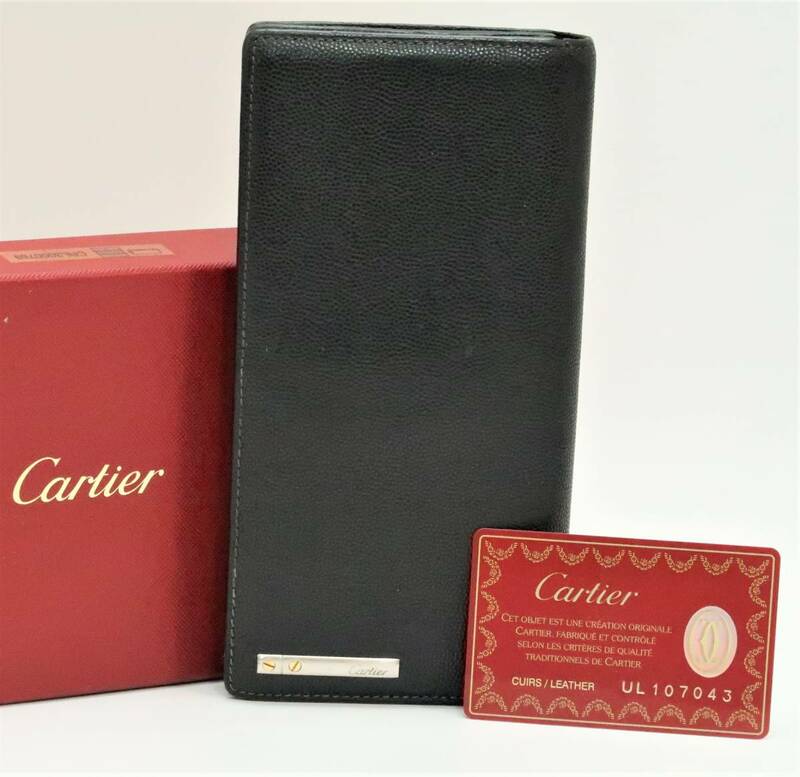 カルティエ　スペイン製　サントス　メンズ　レザー　長財布　黒　Cartier　18670724