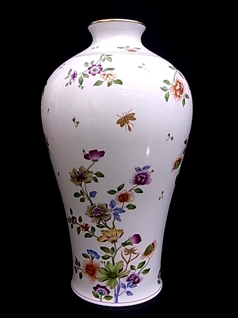 e10500　リチャードジノリ　グランデューカ　フラワーベース　花瓶　花器　花入　金彩　花柄　H35cm