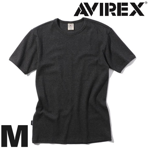 AVIREX 半袖 クルーネック Tシャツ Mサイズ チャコール / アヴィレックス 新品 DAILY RIB S/S リブ 丸首 デイリー アビレックス