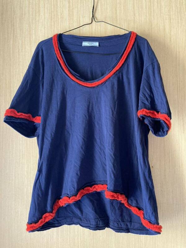 PRADA プラダ 半袖Tシャツ M トップス カットソー　ネイビー 紺 ワンピース スカート