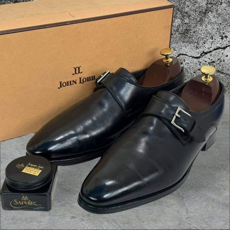 極希少☆美品☆JOHN LOBB ジョンロブ 7/25.5CM REDMIRE レドマイヤー プレステージ シングルモンク 革靴 黒 ブラック 7000 日本限定