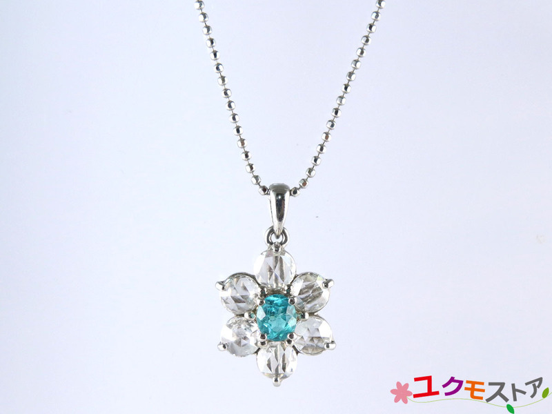 【送料無料】美品◆極上 ブラジル産 パライバトルマリン 0.31ct ネックレス Pt900/850 ローズカットダイヤモンド 0.84ct GIA鑑別 CGL鑑別