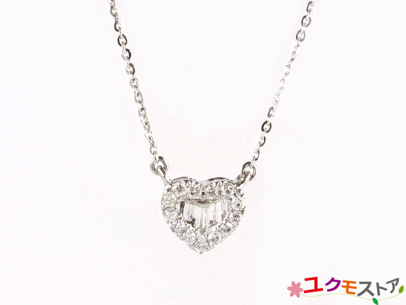 【送料無料】K18ホワイトゴールド ダイヤモンド 0.25ct ハート ネックレス 華奢 かわいい 18金WG