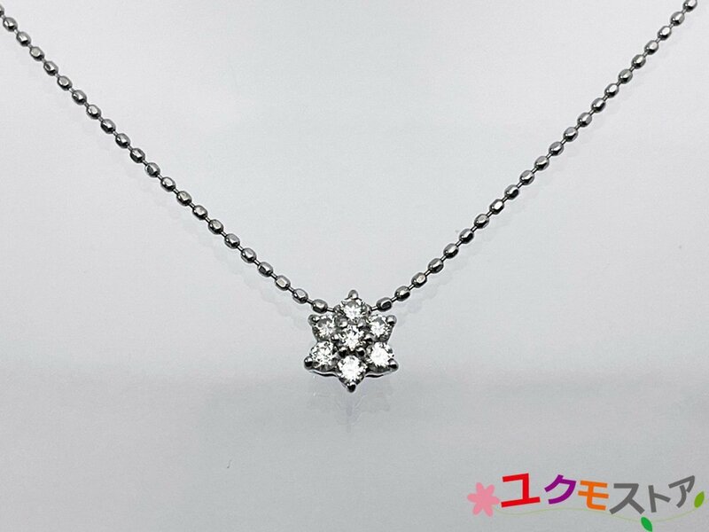 【送料無料】ダイヤネックレス K10WG ダイヤモンド 0.13ct フラワーチーフ ネックレス ペンダント ホワイトゴールド K10