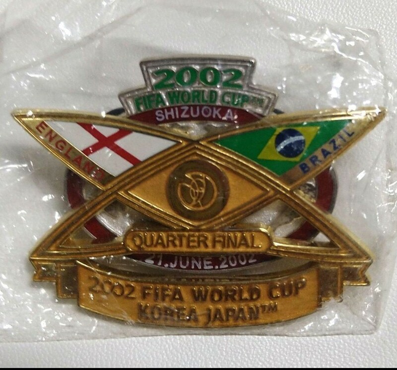 2002ワールドカップ 準々決勝 イングランド×ブラジル 静岡 記念ピンバッジ 未使用 未開封
