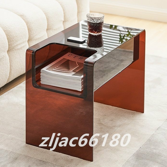 サイドテーブル ナイトテーブル アクリル 収納 スリム 小さめ 縦横 おしゃれ 透明 クリア グレー ブラウン 茶 北欧 モダン