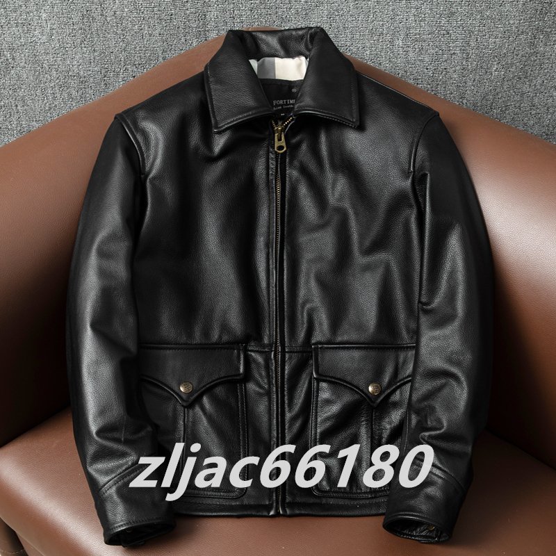 希少新品！秋冬　ライダース 牛革 レザージャケット カウハイド 革ジャン メンズ本革 　格好良い Ｓ～5XL