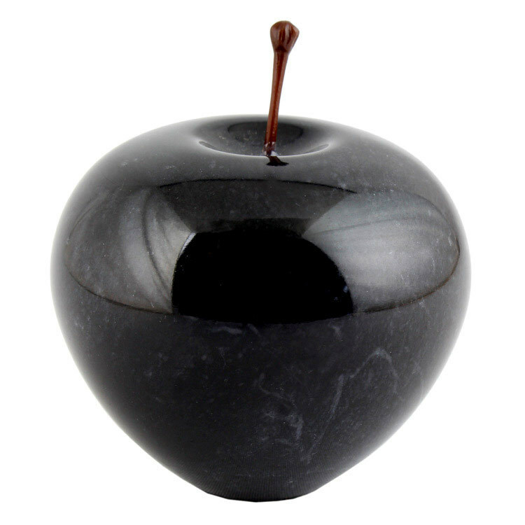 マーブルアップル Lサイズ ブラック 高さ9.5cm 置物 オブジェ オーナメント ペーパーウェイト 大理石 インテリア DETA