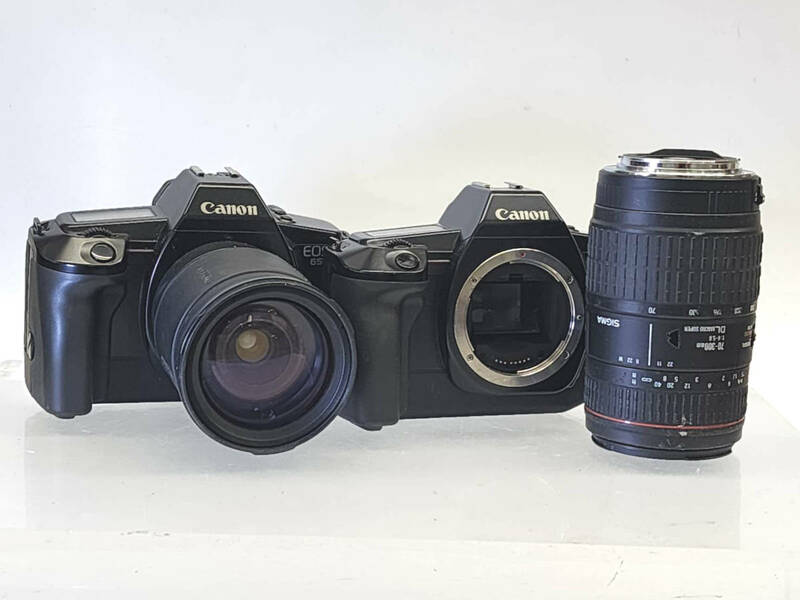 H R50927　Canon キャノン EOS 650 イオス 2台 ＋ シグマ 70-300mm F4-5.6 DL MACRO SUPER ＋ タムロン AF ASPHERICAL 28-200mm F3.8-5.6 