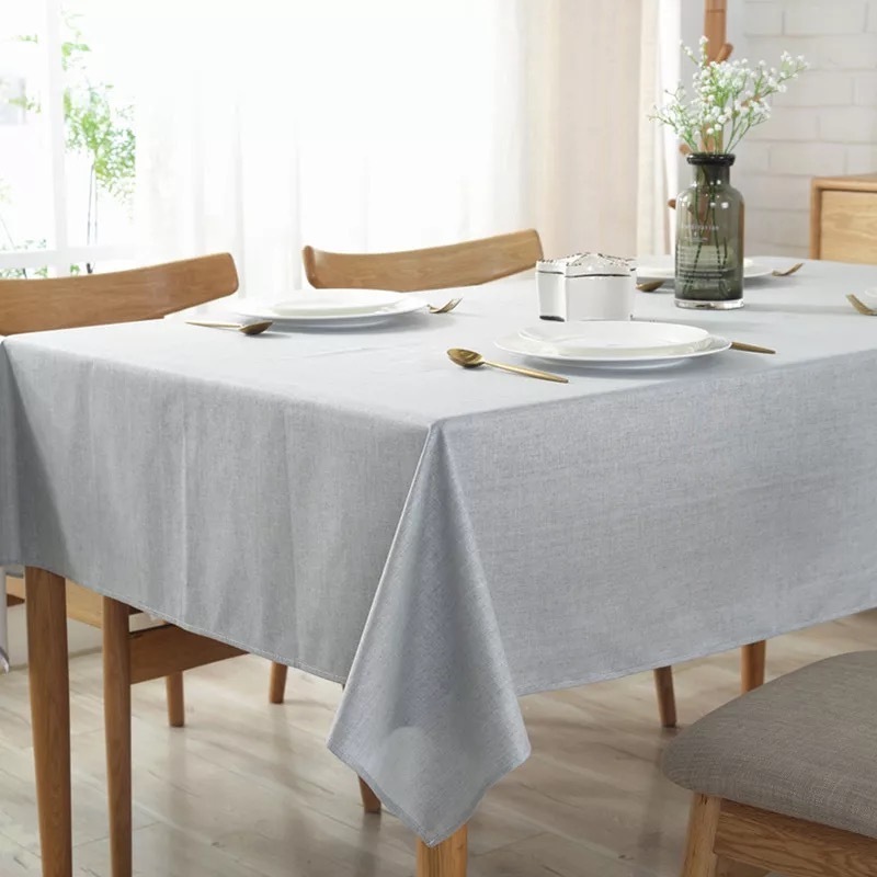 高品質　新品 テーブルクロス 130*180 テーブルカバー リネン 撥水加工 耐熱 無地 北欧風 食卓飾り グレー