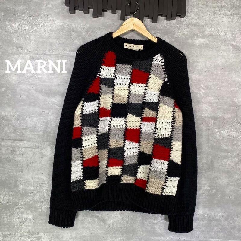 『MARNI』マルニ (48) カラーブロックセーター / 切り替えニット
