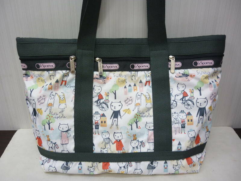 LESPORTSAC レスポートサック ハイキングデイ トートバッグ トラベルトート ねこ イラスト ネコ 猫 肩掛け ●⑥a