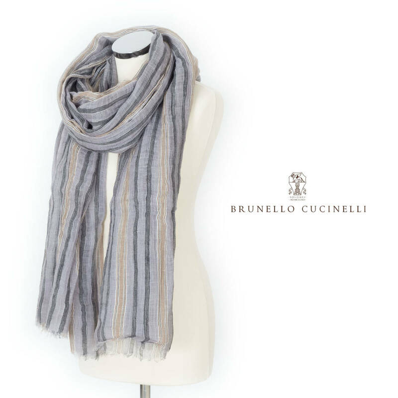 ■BRUNELLO CUCINELLI 新品 麻大判ストール 230x140cm イタリア製 1点限り全国送料無料■578■