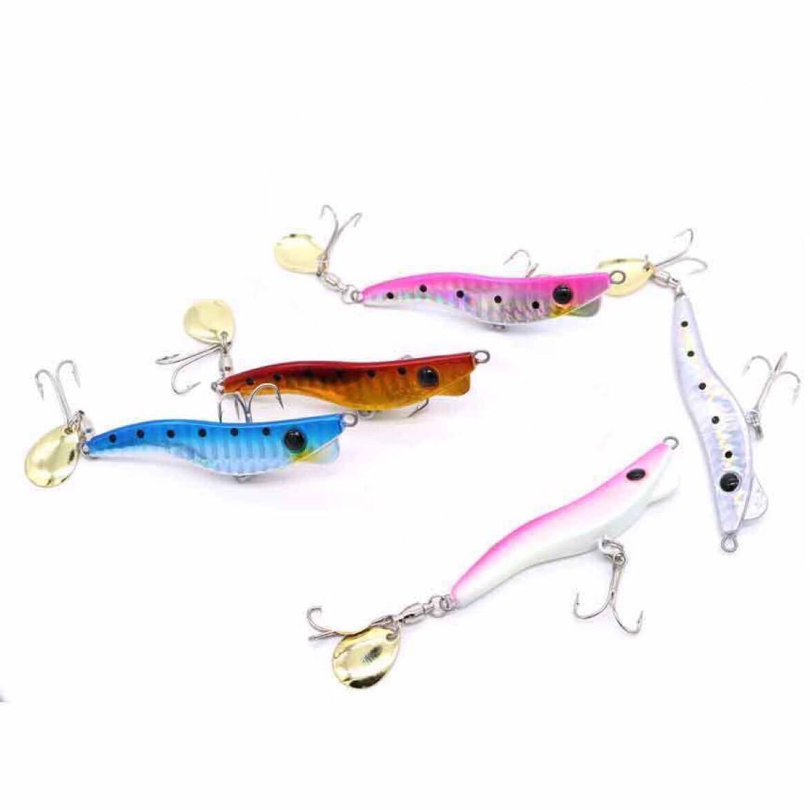 28g 5色1セット エビ型 エギ型 メタルジグ スピンテール ルアー 青物 マアジ シーバス チ ヒラメ マゴチ サバ ハマチ メバル