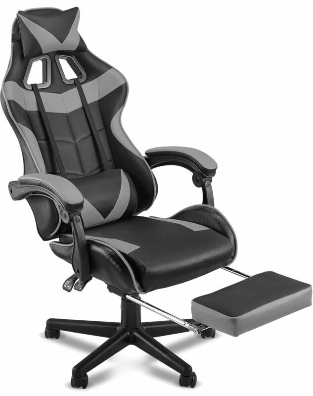 ゲーミングチェア ゲーミング椅子 リンク式アームレスト オットマン付き オフィスチェア リクライニング機能 パソコンチェア