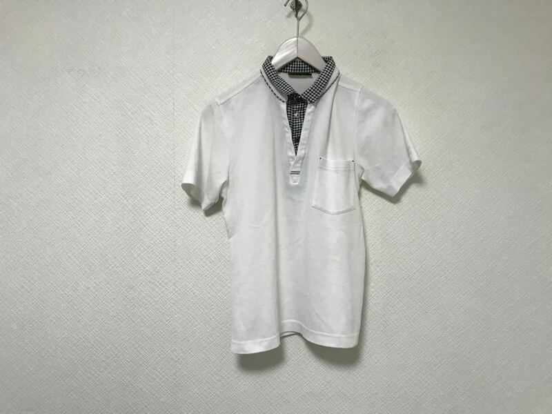本物ジョセフアブードJOSEPH ABBOUDコットンレイヤードシャツ半袖ポロシャツメンズアメカジサーフミリタリービジネススーツ白M日本製