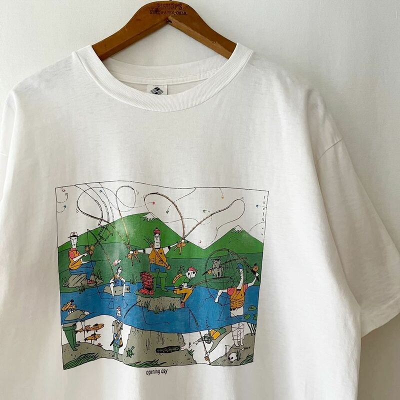 90s Columbia opening day Tシャツ XL ホワイト USA製 ビンテージ 90年代 コロンビア アメリカ製 米国製 オリジナル ヴィンテージ