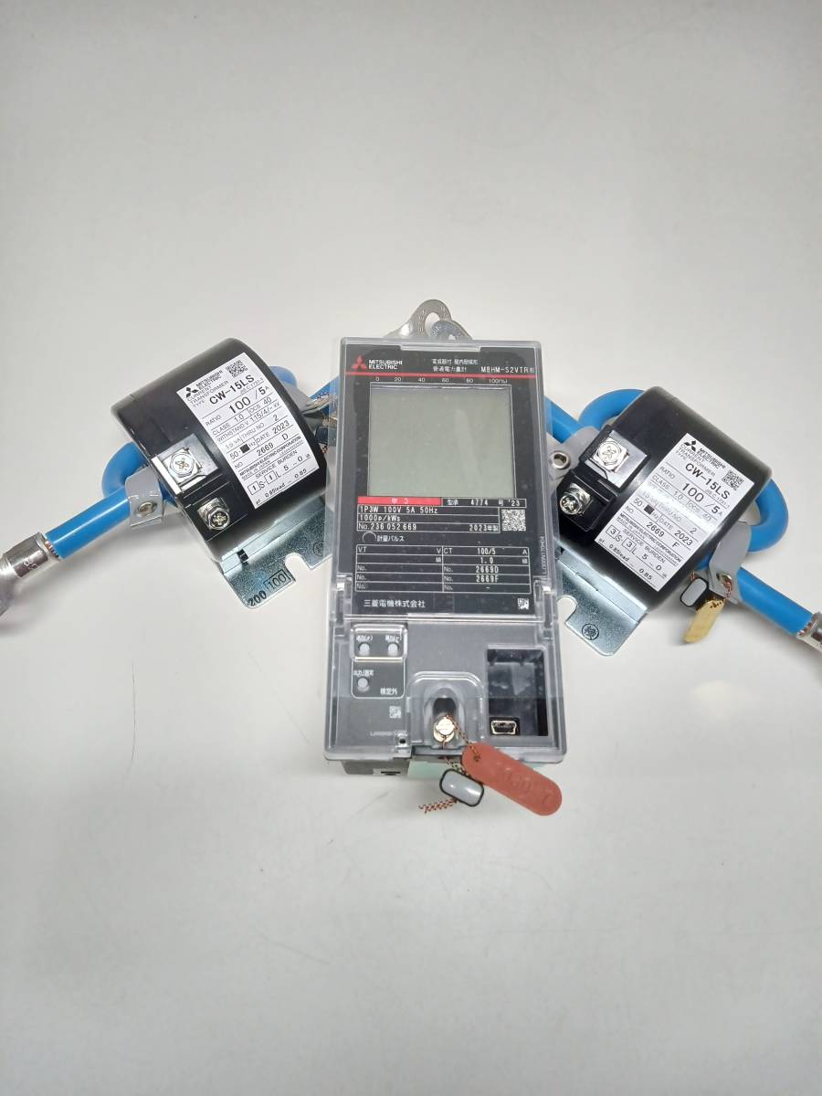 三菱　電力量計（埋込形）M8HM-S2YTR Watthour Merer2023年製+CW-15LS Current TransformerX2 未使用　箱入り