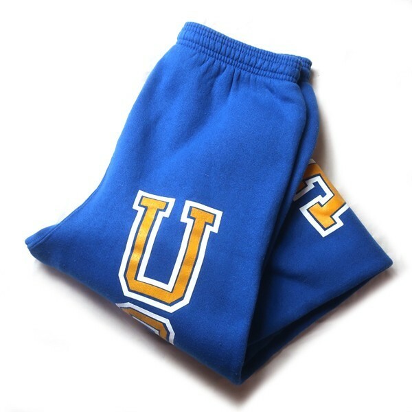 名作! 80s 90s USA製 SANTEE sweats ヴィンテージ UCLA カレッジプリント スウェット パンツ 裏起毛 ブルー 水色 S メンズ 古着 希少