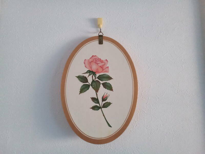 トールペイント　リバーシブル　一輪のバラ&くまさんのウェルカムボード　壁飾り