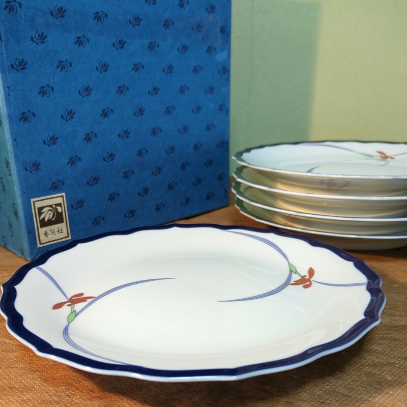 香蘭社 オーキッドレース ミート皿（22cm）５枚セット パスタ カレー 焼きそば 和食器 /1005−JA9