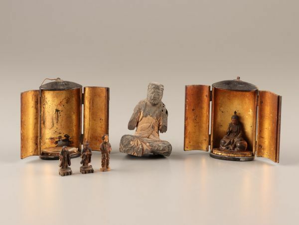 仏教美術 時代木彫 仏像 厨子 六点 時代物 極上品 初だし品 C2007