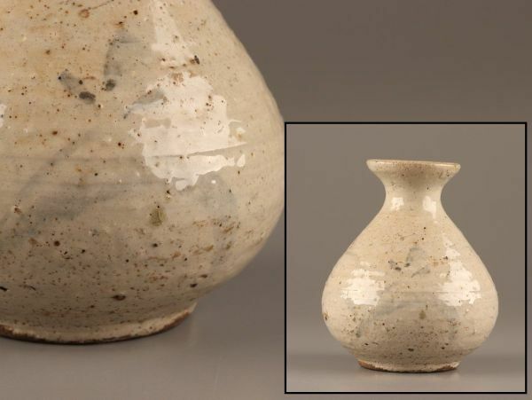 古美術 朝鮮古陶磁器 李朝 白磁 染付 花瓶 時代物 極上品 初だし品 C2497