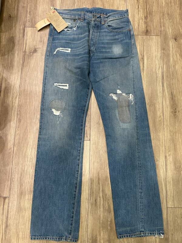 新品 即決 送料込み リーバイス Levi's 1947モデル 復刻 501XX ダメージ&リペア加工 BIG E デニムパンツ 47501-0051/W32 L34 トルコ製