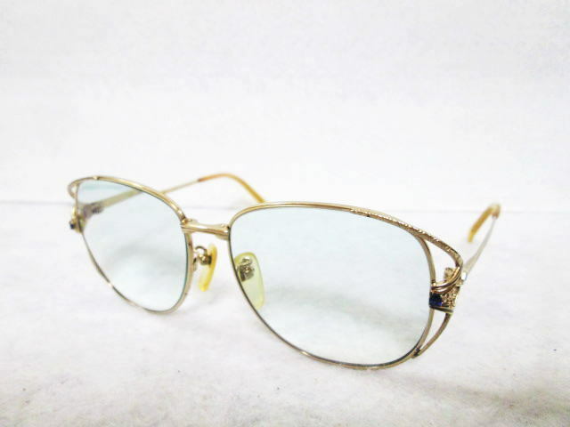 【ヴィンテージ LANVIN PARIS ランバン 眼鏡 1/20 12KGF 金張り フルリム】ゴールドフィルド/メガネ/金属フレーム/カラーレンズ