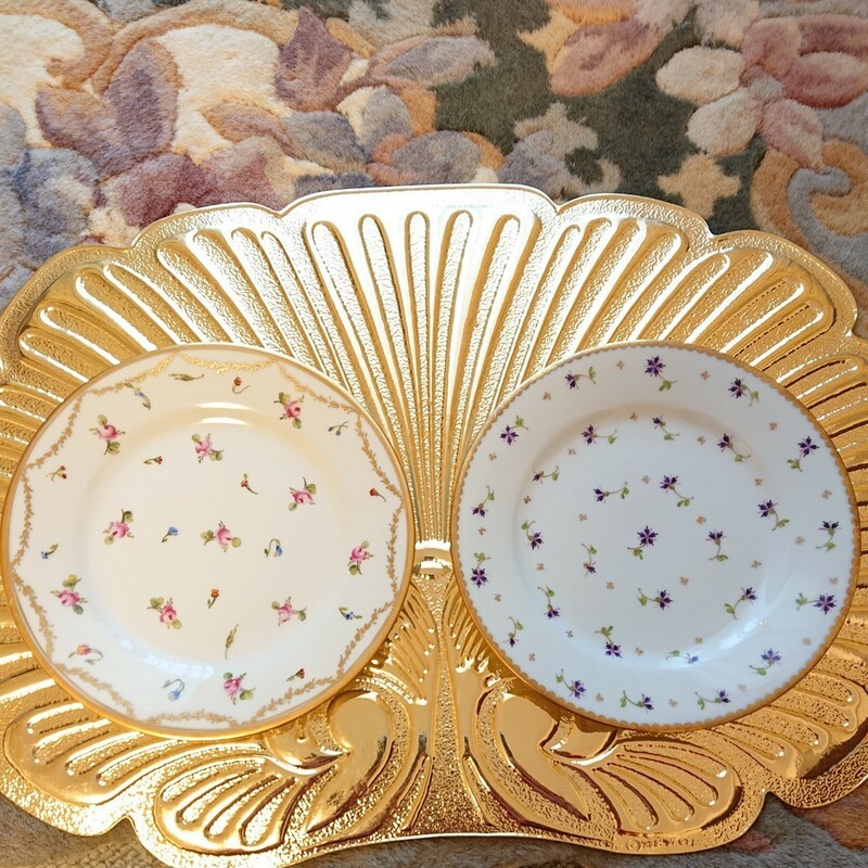 【送料無料】【希少】スイス磁器 ケーキ皿 2枚 ニヨン釜 Nyon 