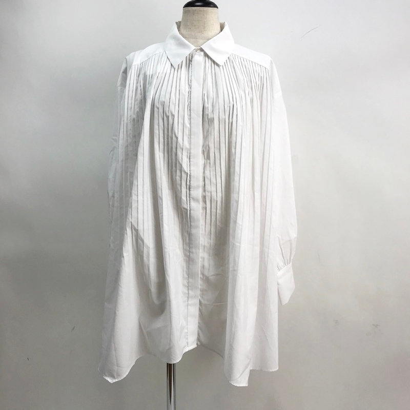 ◆新品◆お洒落な逸品◆ZARA/ザラ 長袖 シャツ ワンピース プリーツ ホワイト USAサイズ XS レディース K161 ｃ5651
