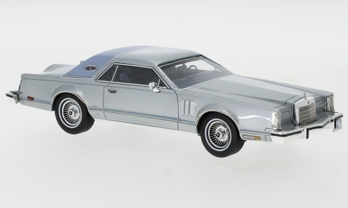 1/43 リンカーン コンチネンタル マーク5 Lincoln Continental Mark V silver matt light blue 1978 1:43 Neo 梱包サイズ60