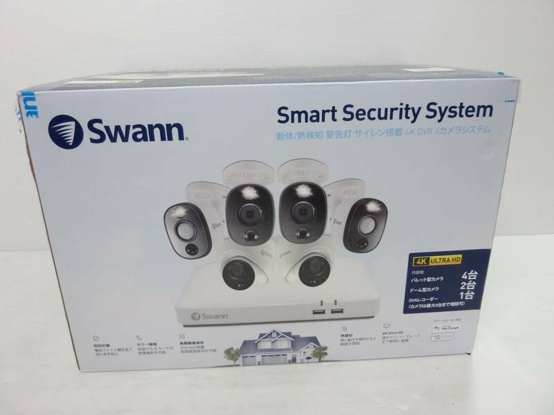 CV5355c 未開封 SWANスワン 8CH 4K DVRシステム 2TB 警告ライト バレット型 カメラ2台&ドーム型 カメラ4台 6台セット SWDVK-85680W4WL2D-JP