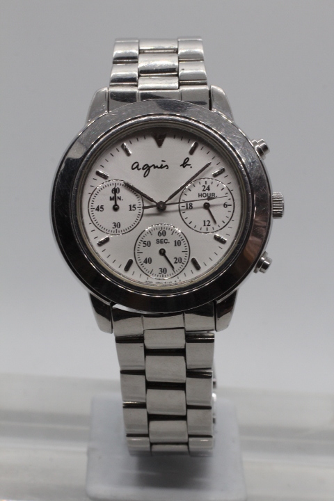 【SEIKO agnis b.】CHRONOGRAPH V654-6100 5BAR STAINLESS STEEL MADE IN JAPAN 中古品時計 訳あり 電池交換済み 23.10.9