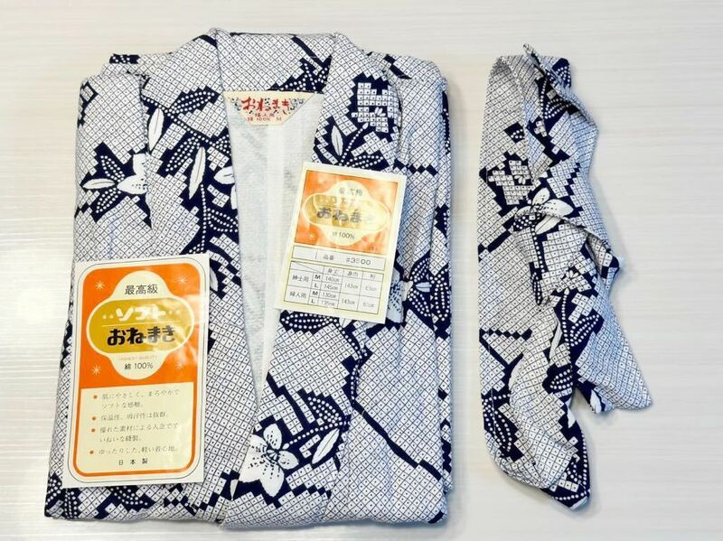 (送料無料)新品未使用品 日本製 婦人用お寝巻き 最高級ソフトおねまき ☆サイズ M 身丈130㎝、身巾143㎝、裄丈63㎝☆素材 綿100%