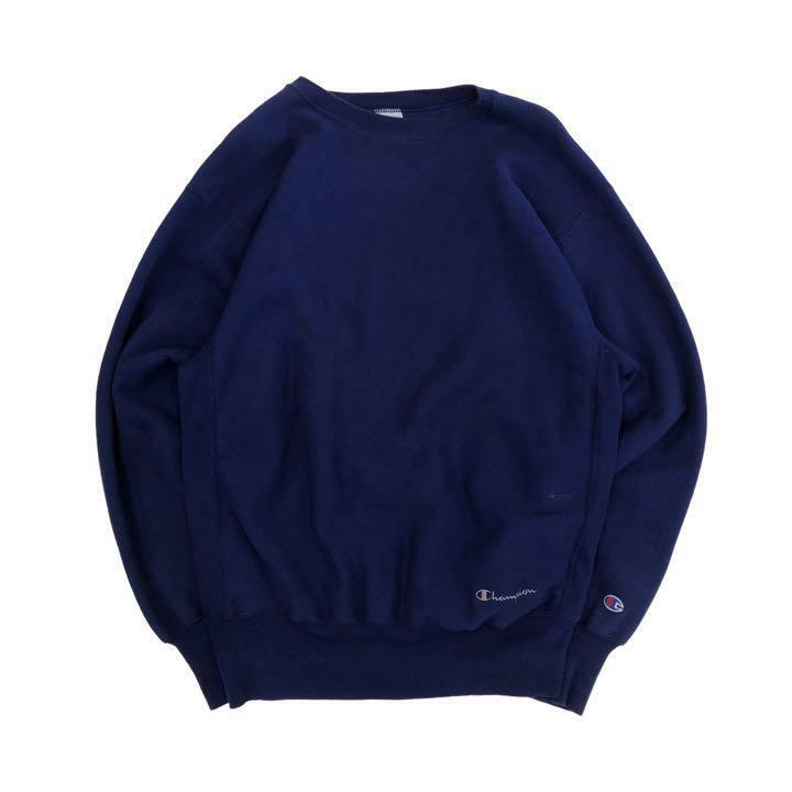 【XL】USA 古着 90s USA製 Champion チャンピオン ReverseWeave リバースウィーブ 90年代 トレーナー スウェット クルーネック ネイビー