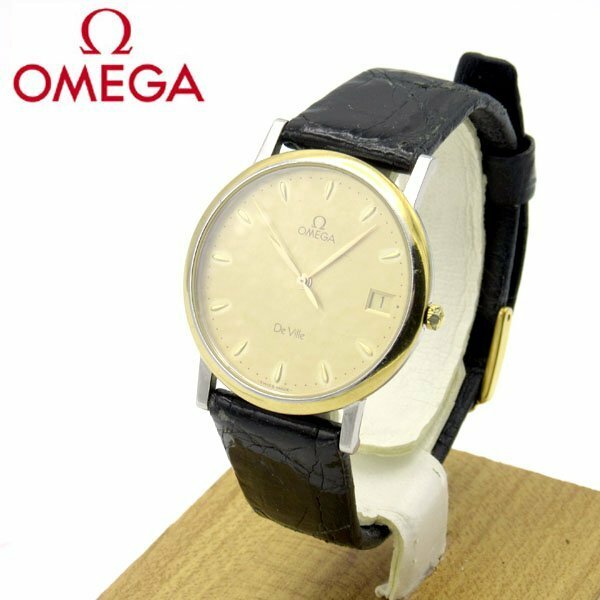 TS OMEGA/オメガ メンズ腕時計 デビル クオーツ デイト表示 アンティーク 電池交換済み 動作良好