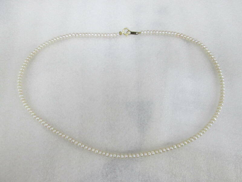 (92)♪パールネックレス 真珠 留め具K18 全長約41ｃｍ 約8.4g ベビーパール