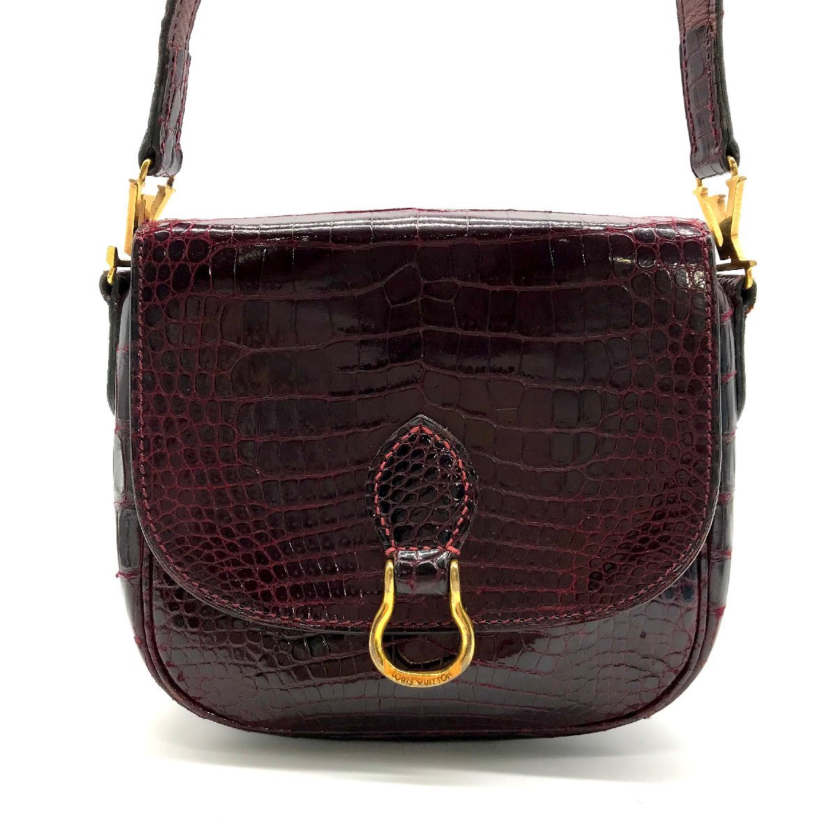 LOUIS VUITTON ルイヴィトン サンクルー 本クロコ ショルダー バッグ ボルドー系 良品 M12202