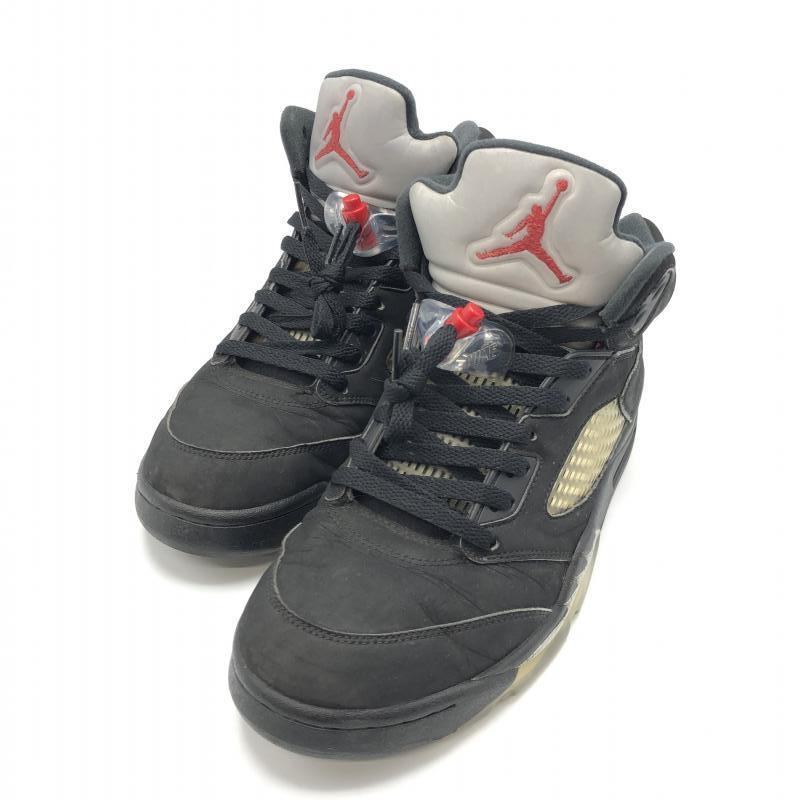 【中古】NIKE AIR JORDAN 5 RETRO スニーカー 26cm 845035-003 ブラック ナイキ[240010402986]