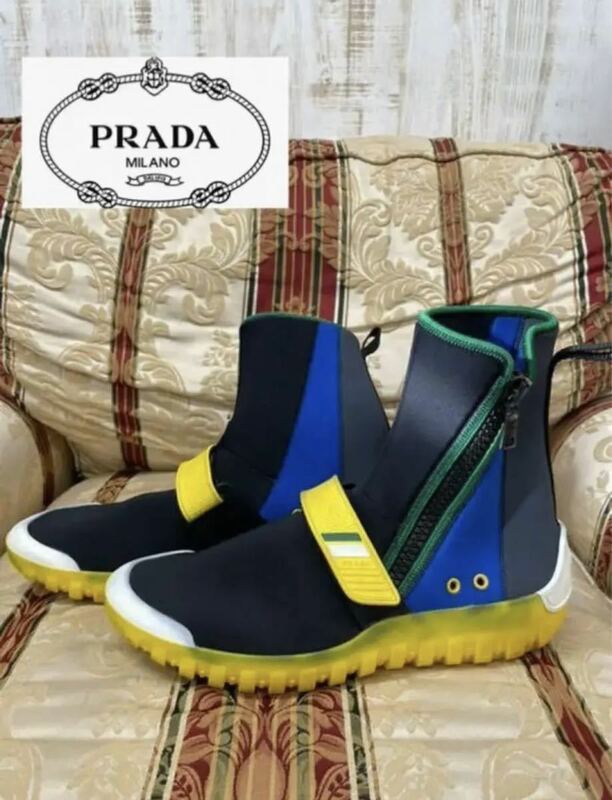 タ　PRADA ネオプレン ハイカット スニーカー プラダ　ブーツ　27