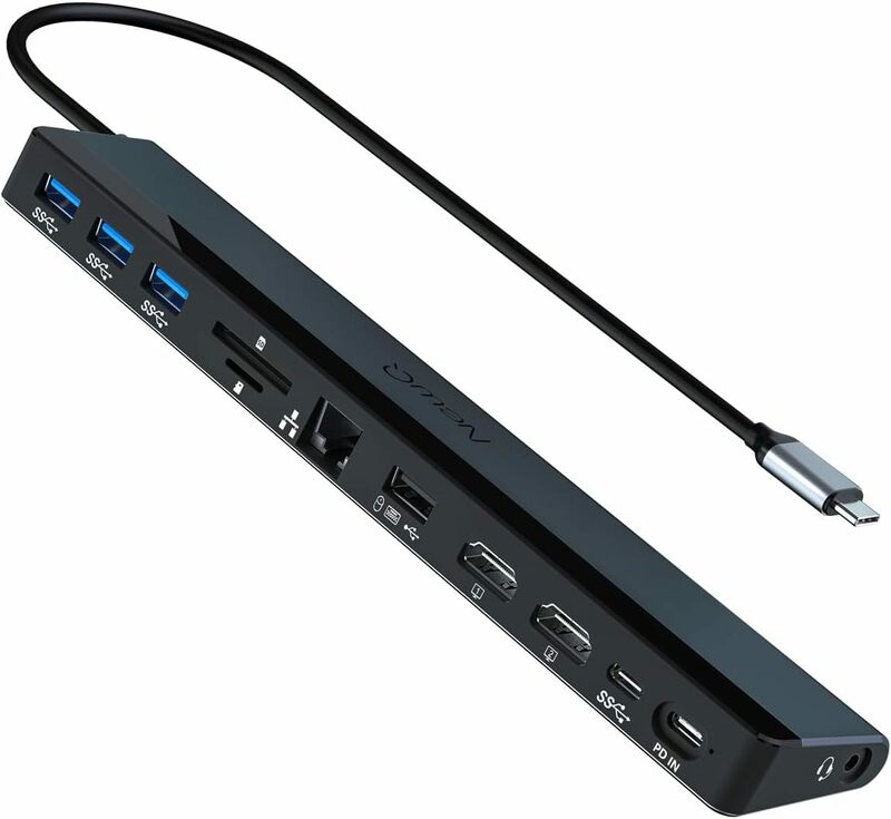 送料無料★USB C ミッドナイトブルー ドッキングステーション デュアルモニター NewQ12-in-1 USB C ハブ、デュアル 4K@30Hz HDMI、4つのUSB