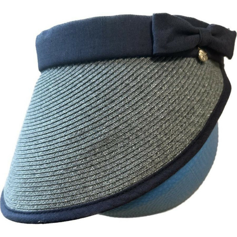 新品 フルラ サンバイザー ネイビー UV 紫外線対策 帽子 麦わら帽子 リボン FURLA