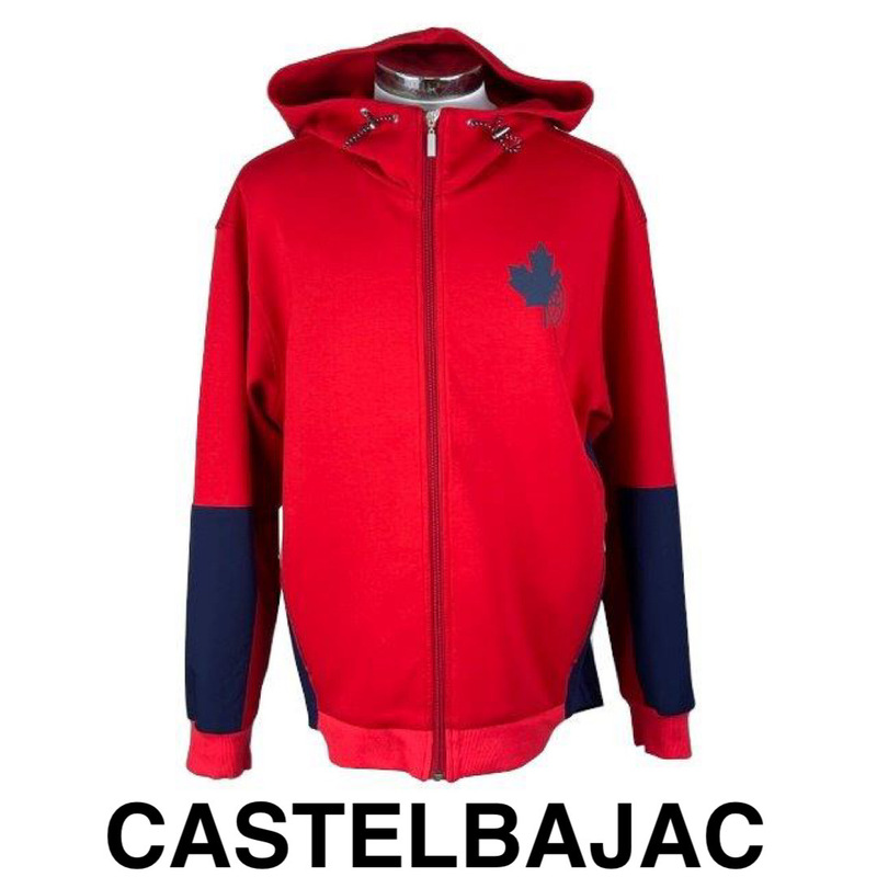 30％OFF　カステルバジャック　CASTELBAJAC　パーカーブルゾン　ダンボールニット　フード付きブルゾン　Lサイズ　7212377105-2　アカ