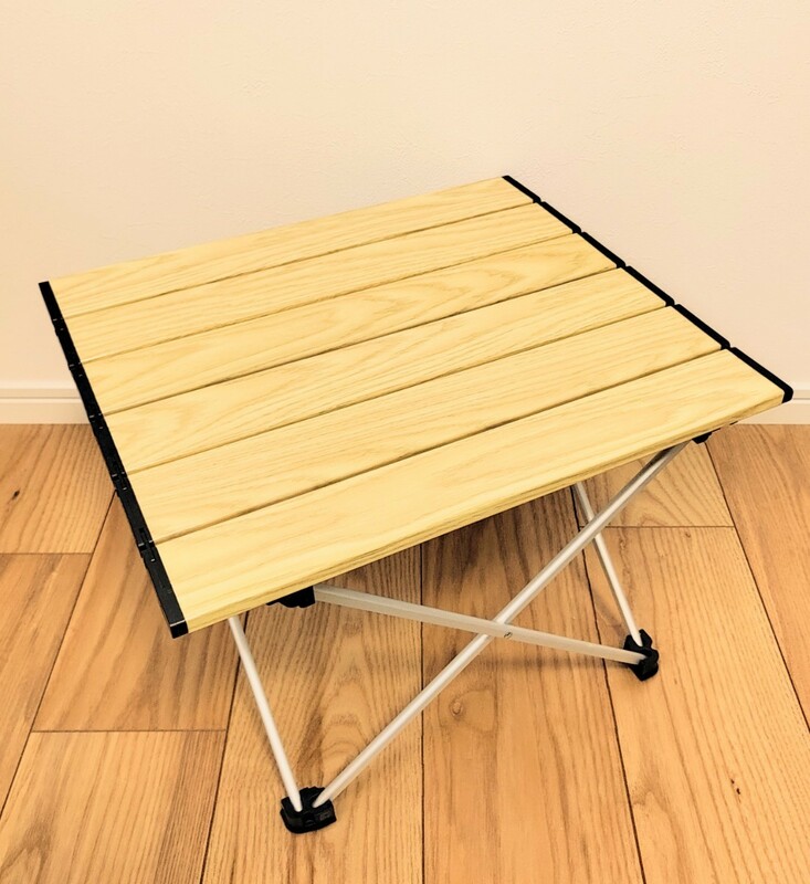 アルミロールテーブル　キャンプテーブル　木目調■折りたたみテーブル■コンパクト　軽量■ソロキャンプ■アウトドア　キャンプ
