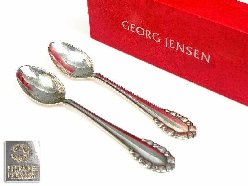 ■本物保証■【GEORG JENSEN】リリーオブザバレー 銀製スプーン 2本■総重量41g■ジョージジェンセンBOX付■カトラリー■シルバー■