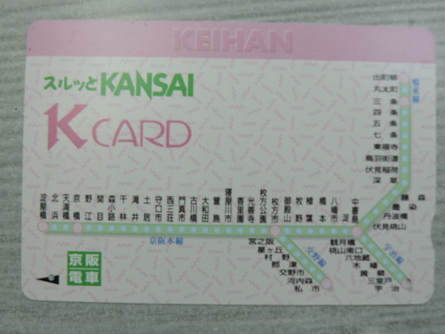 ★京阪電車・路線図★　　スルッとＫＡＮＳＡＩ・Ｋカード・京阪電車　　１０００円分　使用済み（残高０）