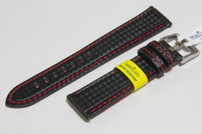 【送料無料】 20mm幅 モレラート BIKING（バイキング） 黒 /赤ステッチ 簡単装着のクリッカー仕様